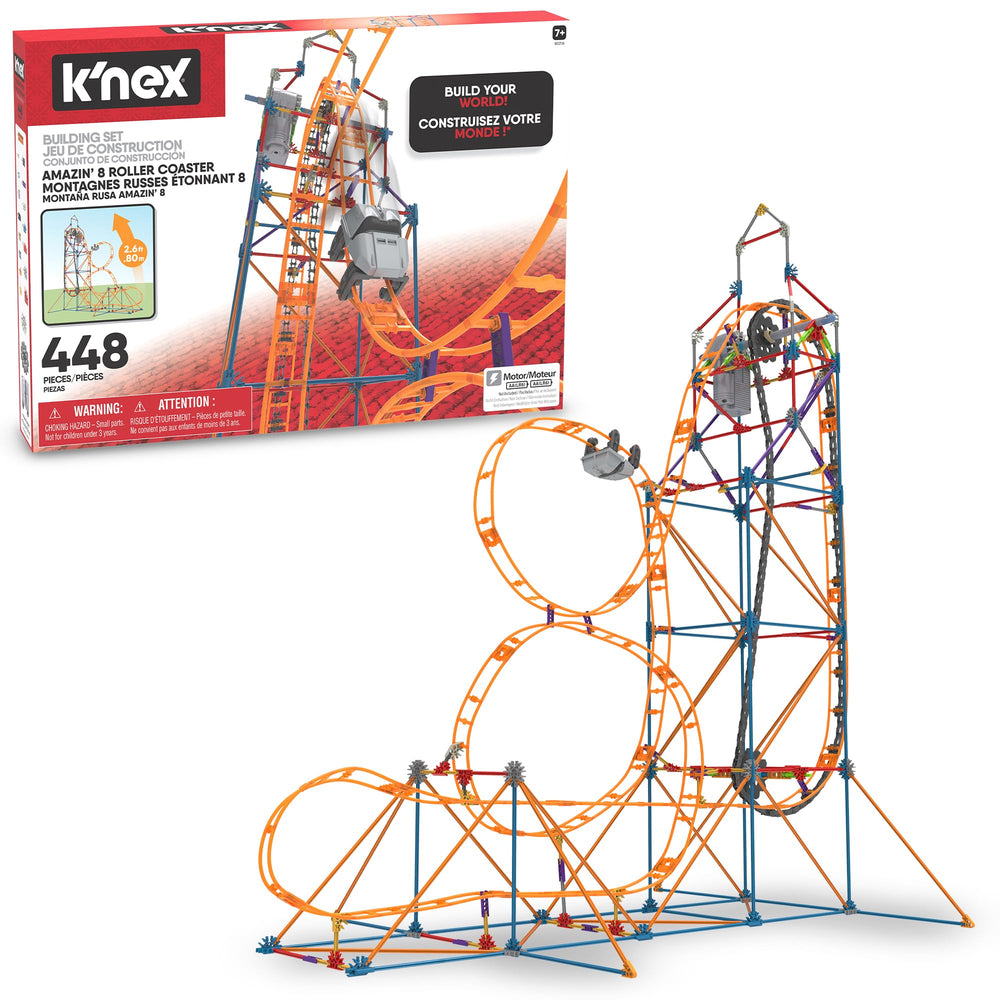 K'NEX Amazin' 8 Coaster track and tower for hands-on learning.