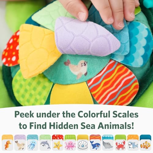 Knirose Turtle Sensory Toy Rattle Squeaker provides gentle sounds for learning.