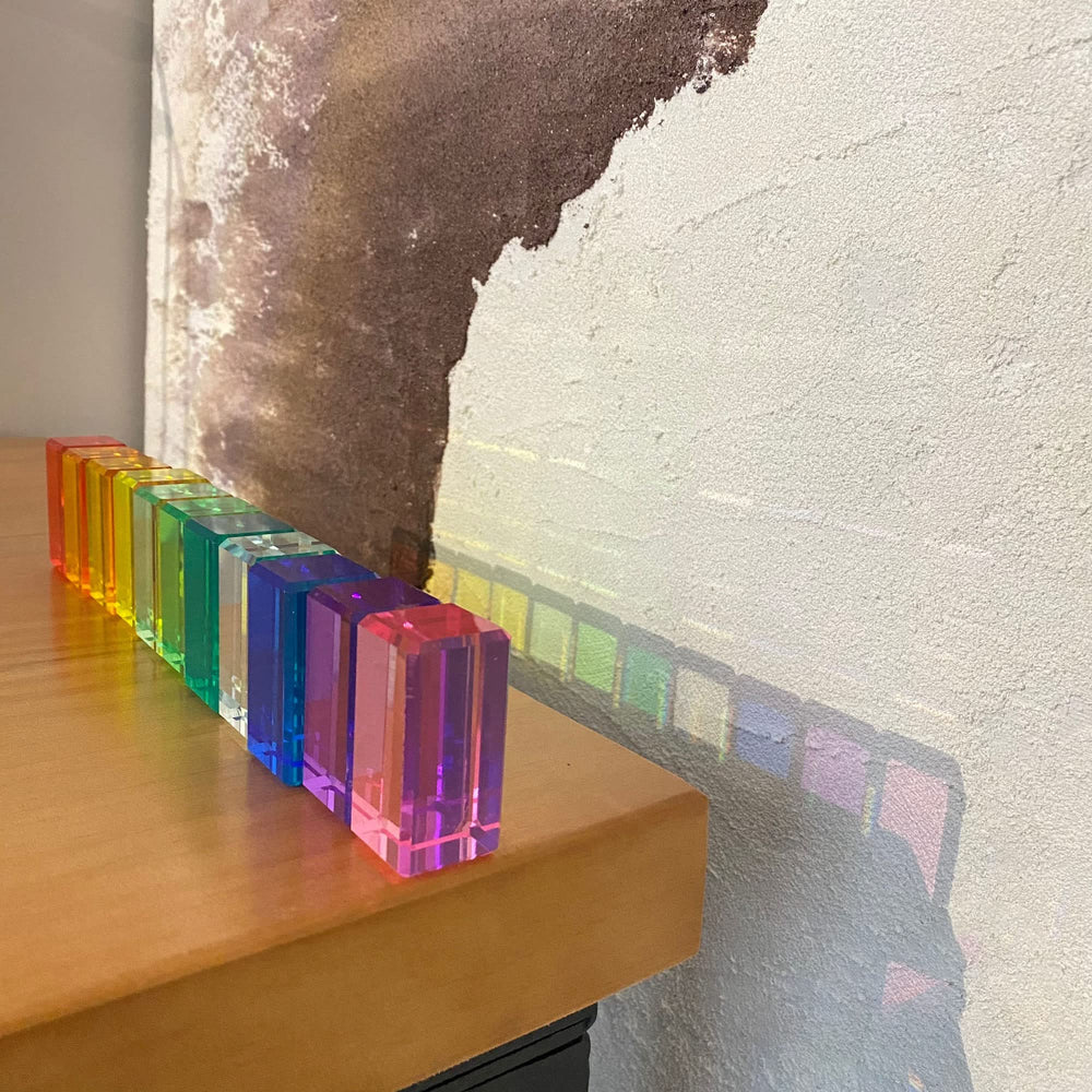 KOAICS Rainbow Crystal Strip Blocks light-table-ready setup enhances color glow and sensory exploration