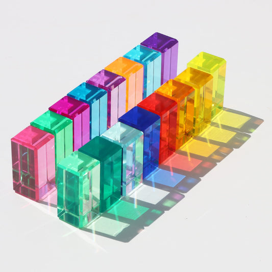 KOAICS Rainbow Crystal Strip Blocks rectangle showing vibrant colors for stacking and color recognition