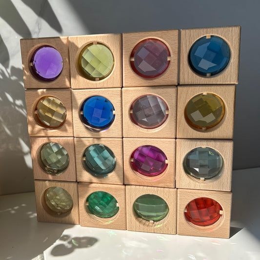 KOAICS rainbow acrylic square gem blocks sparkle in sunlight for open-ended play