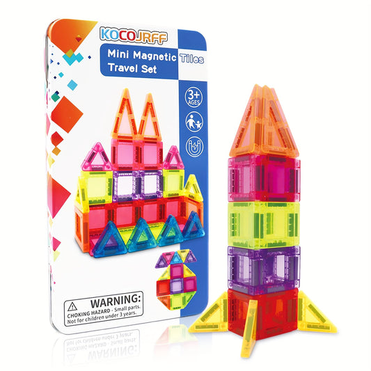 Kocojrff 57pcs magnetic tiles mini travel set for on-the-go creative building.