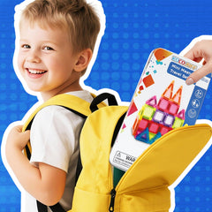 Kocojrff magnetic tiles storage container helps tidy-up after play.