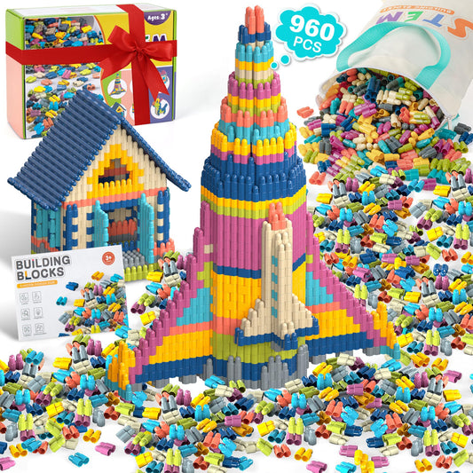 KODATEK 961 Pcs building blocks on table for imaginative play and hands-on learning
