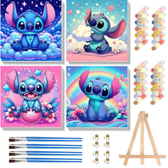 KOJEFCV 4-pack paint by numbers box with frame for kids' creativity