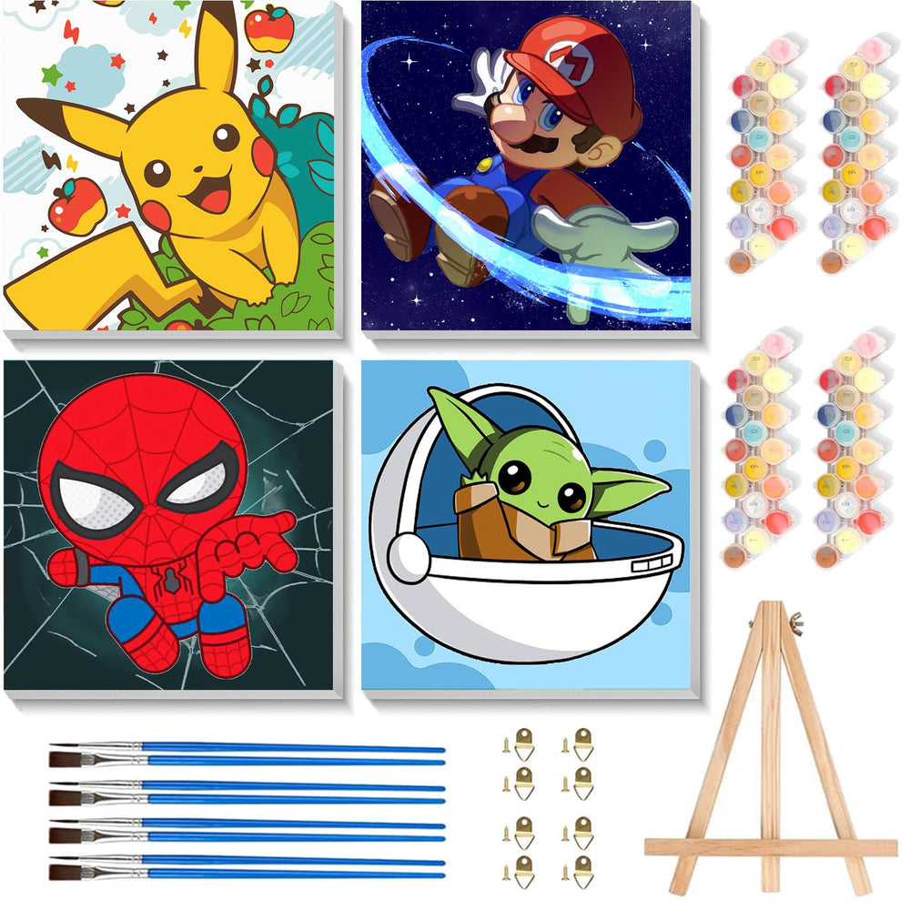 KOJEFCV cartoon paint by numbers frame and easel ready for kids.