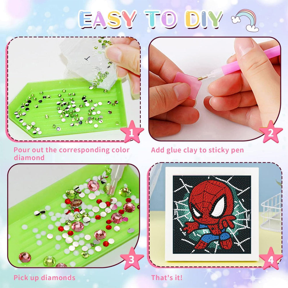 KOJEFCV kids learn color matching and focus through diamond art.