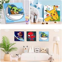 KOJEFCV frame with cartoon design enhances decor.