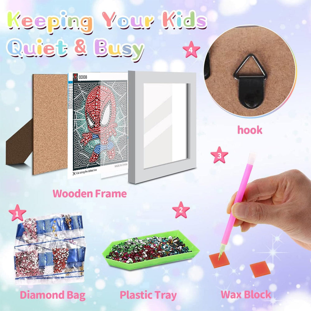 KOJEFCV kids diamond art on canvas 7x7, beginner-friendly coloring fun.