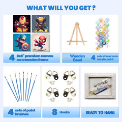 KOJEFCV linen canvas with numbered guides reduces eye strain while painting