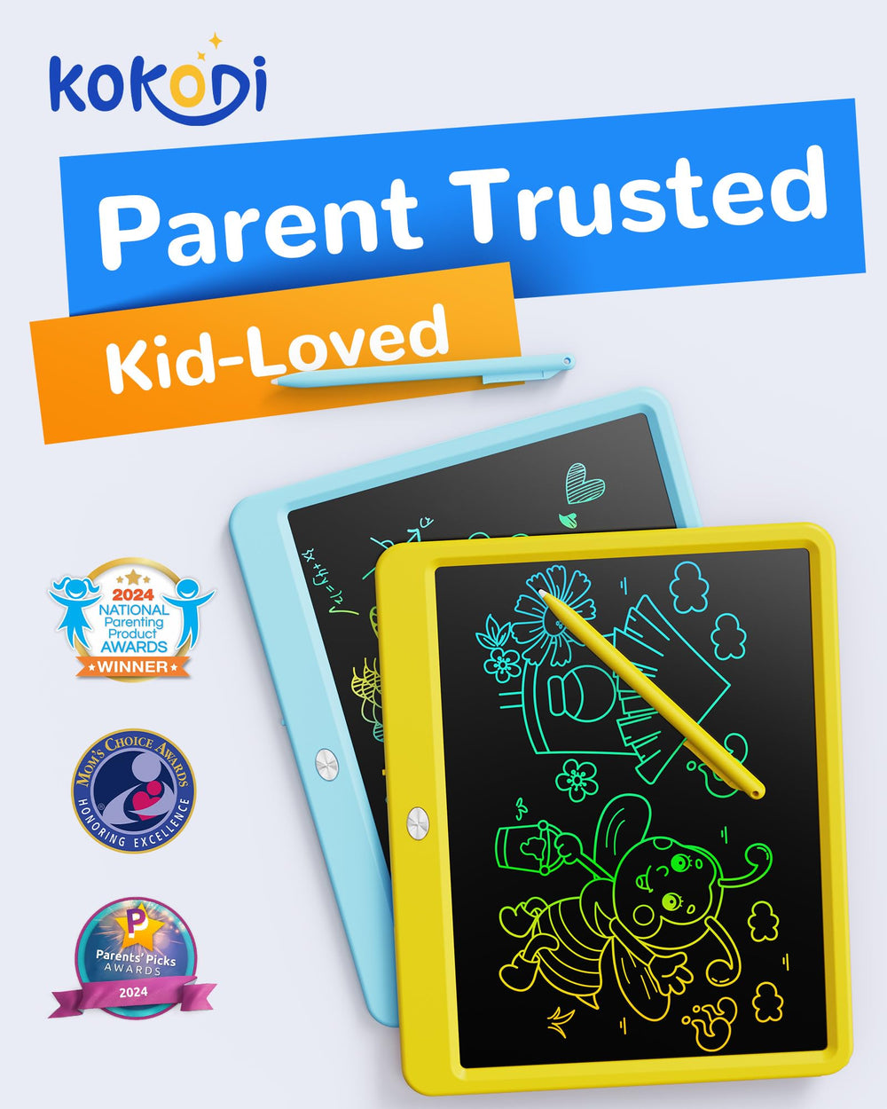 KOKODI doodle board color screen, kid-friendly drawing with no mess