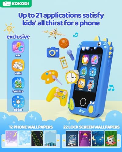 KOKODI Kids Phone preloaded games, puzzles, and stories for quick play