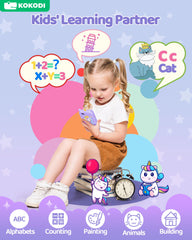 KOKODI Kids Phone Toy camera shot emphasizes photo and video recording capabilities.