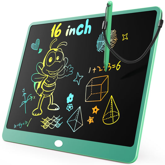 KOKODI LCD Writing Tablet 16-inch green front view for mess-free kid drawing