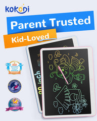 KOKODI LCD Writing Tablet 20-inch pink side view ideal for creative play.