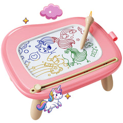 KOKODI pink magnetic drawing board front view for toddlers, easy to use and mess-free.