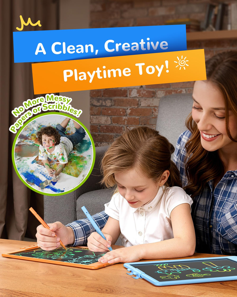 KOKODI mess-free coloring with quick erase button for fast resets.