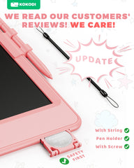 KOKODI pink LCD tablet with pen holder keeps drawing tools organized