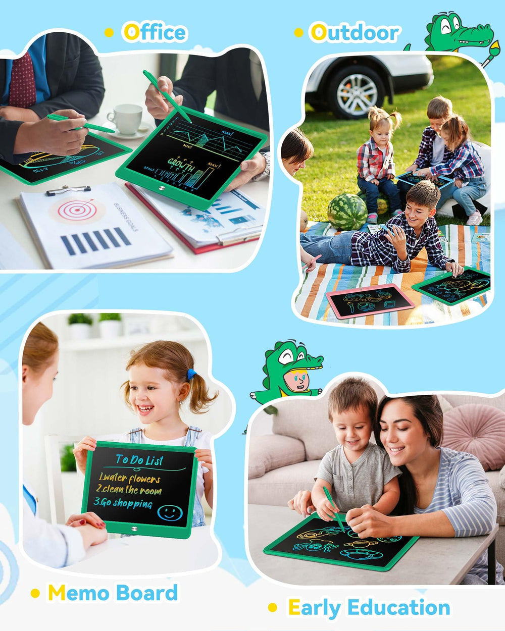KOKODI portable travel erasable pad for car trips and classrooms
