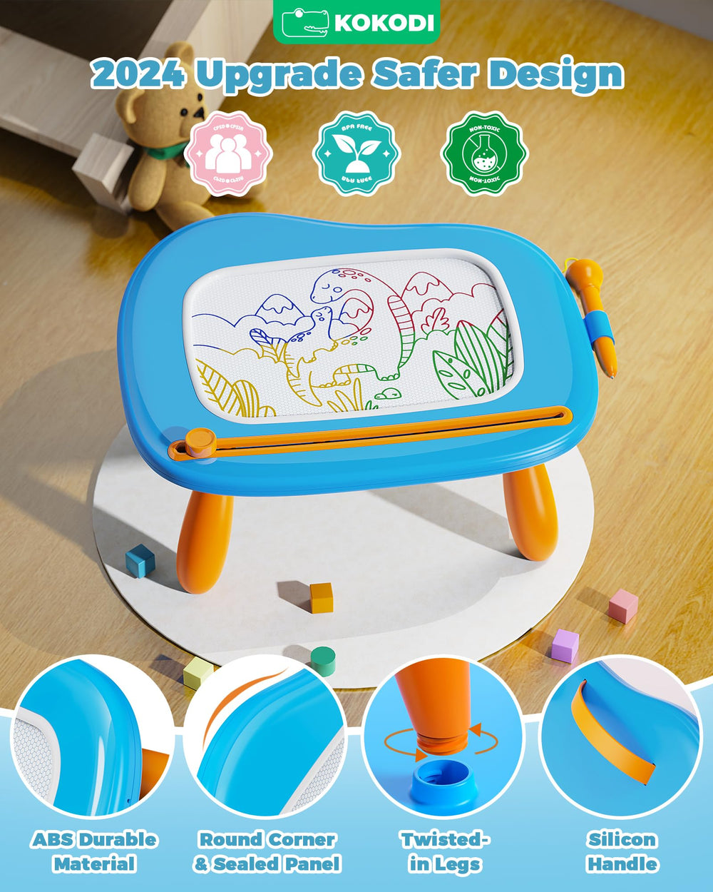 KOKODI rounded-edges safety design keeps little fingers safe during doodling