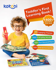 KOKODI vocabulary book open, emphasizing 22 themes for word-building.