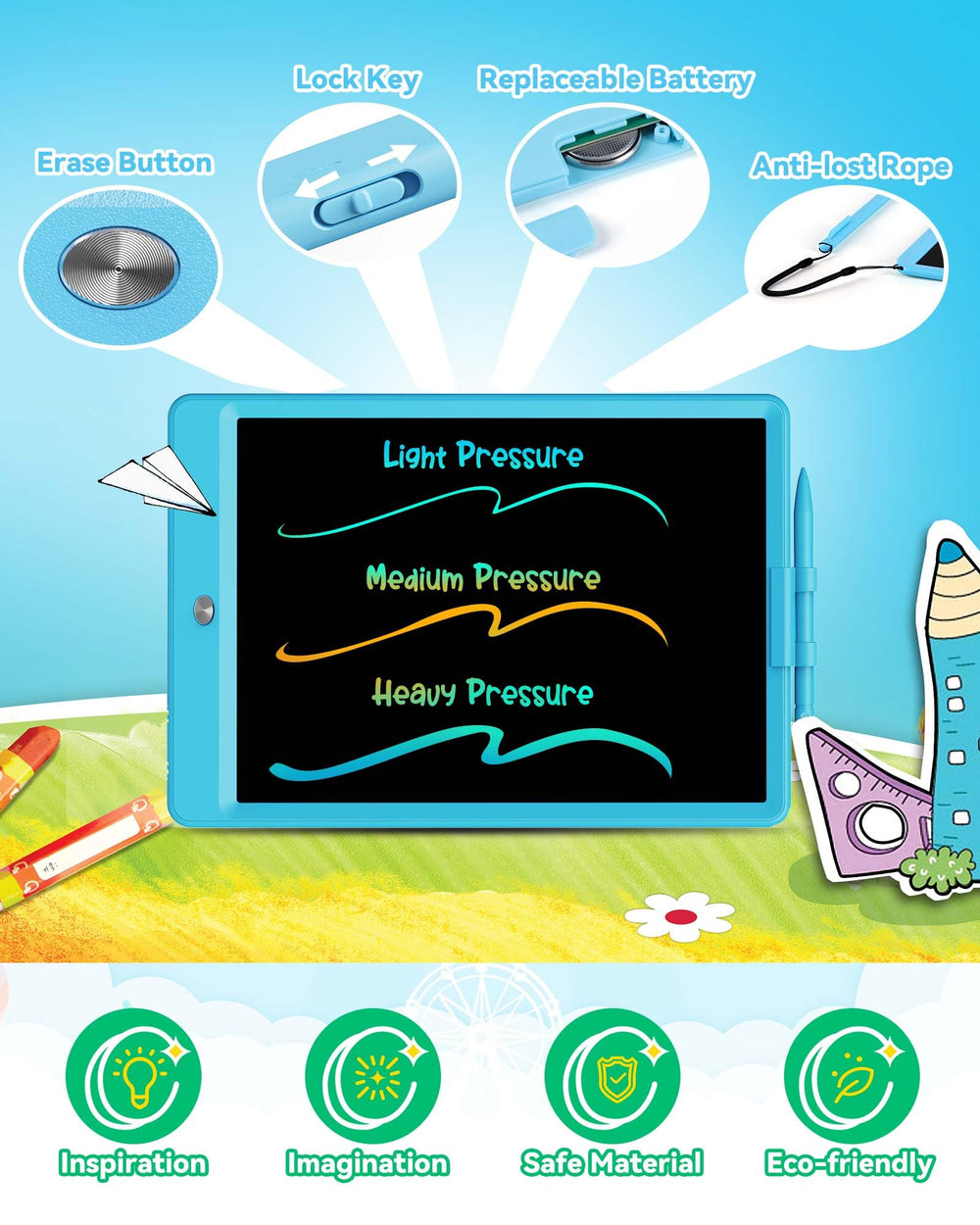 KOKODI travel erasable pad, lightweight and easy to carry on trips.