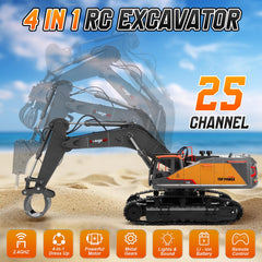 kolegend 1-14 RC excavator side view shows 680-degree cab rotation