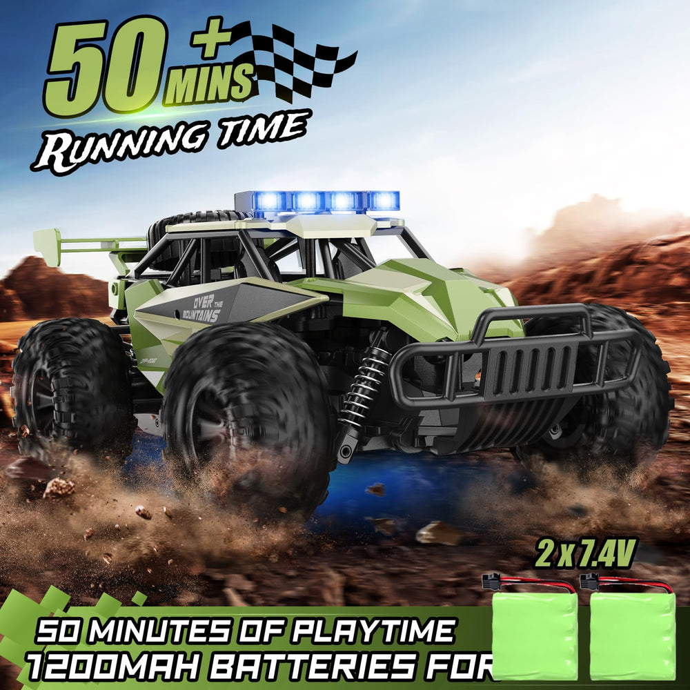 kolegend remote control car with LED headlights on for night driving