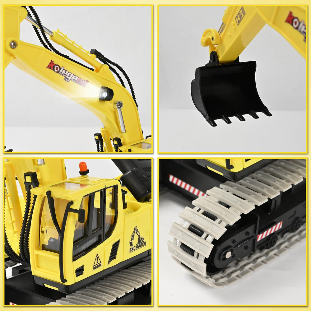 kolegend RC excavator toy in-action with child inspires imaginative construction play