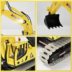 kolegend RC excavator toy in-action with child inspires imaginative construction play