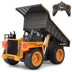 kolegend remote control dump truck front view with realistic cab for immersive play