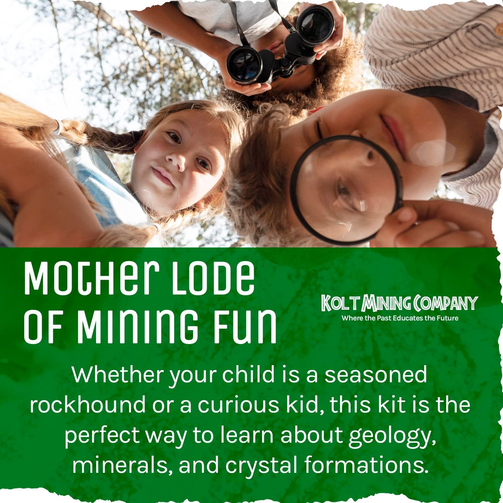 Kolt Mining gemstone mix offers colorful sparkles to examine mineral varieties.