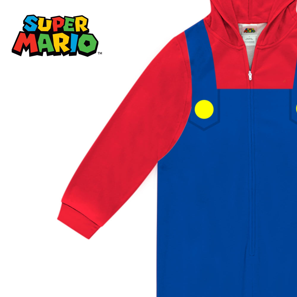 Komar Kids Super Mario with zip front closure for easy dressing and wearing.