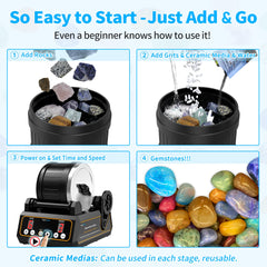 KomeStone K1 2.5lb capacity barrel enables polishing more rocks per run.