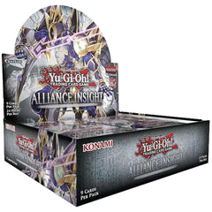 Front view of Konami YuGiOh! Alliance Insight booster box, ideal for collectors seeking the latest cards.