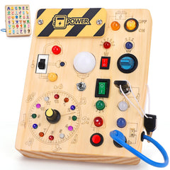 Konijiwa Busy Board showing latches and switches for fine motor play and problem solving.
