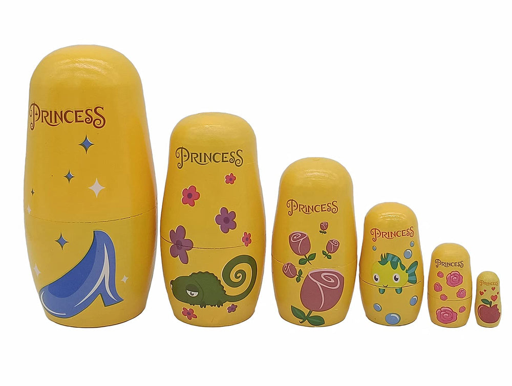 Konrisa wooden hand-painted princess nesting dolls enhance collections and classroom decor