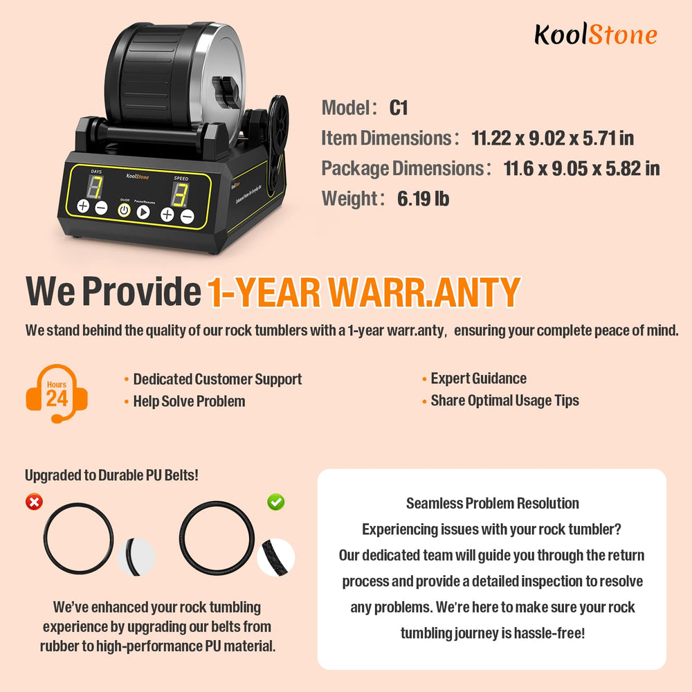 KoolStone C1 compatible with 4lb polishing grit for better results