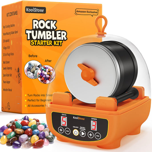 KoolStone C5 rock tumbler quiet-tumbling in action for kids