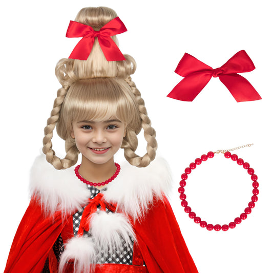 Koonfan Cindy wig braids close-up with blonde color for cosplay