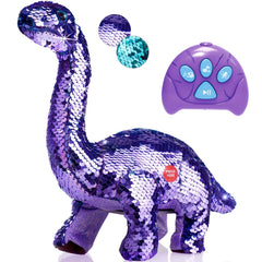 Koonie dinosaur toy with purple sequins for imaginative play