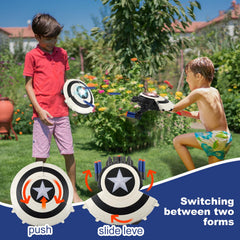 KooRare Shield Dart-Blaster in use during outdoor play sessions