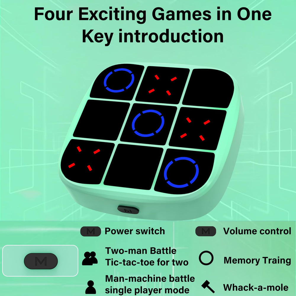 KOQQQ Tic-Tac-Toe Bolt Game cyan side view, compact handheld play