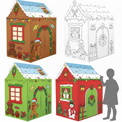 Kosiz giant Christmas gingerbread house assembly showing a playful family craft setup