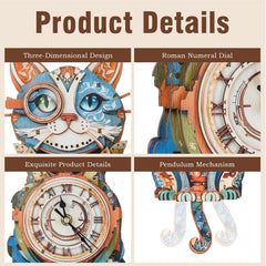 Kosmickiss mechanical cat clock in a cozy room for home decor