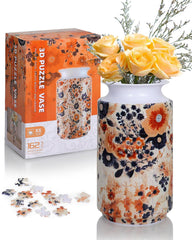KOSTBAR 3D Puzzle Vase Amber Whisper front view highlights elegant home decor.