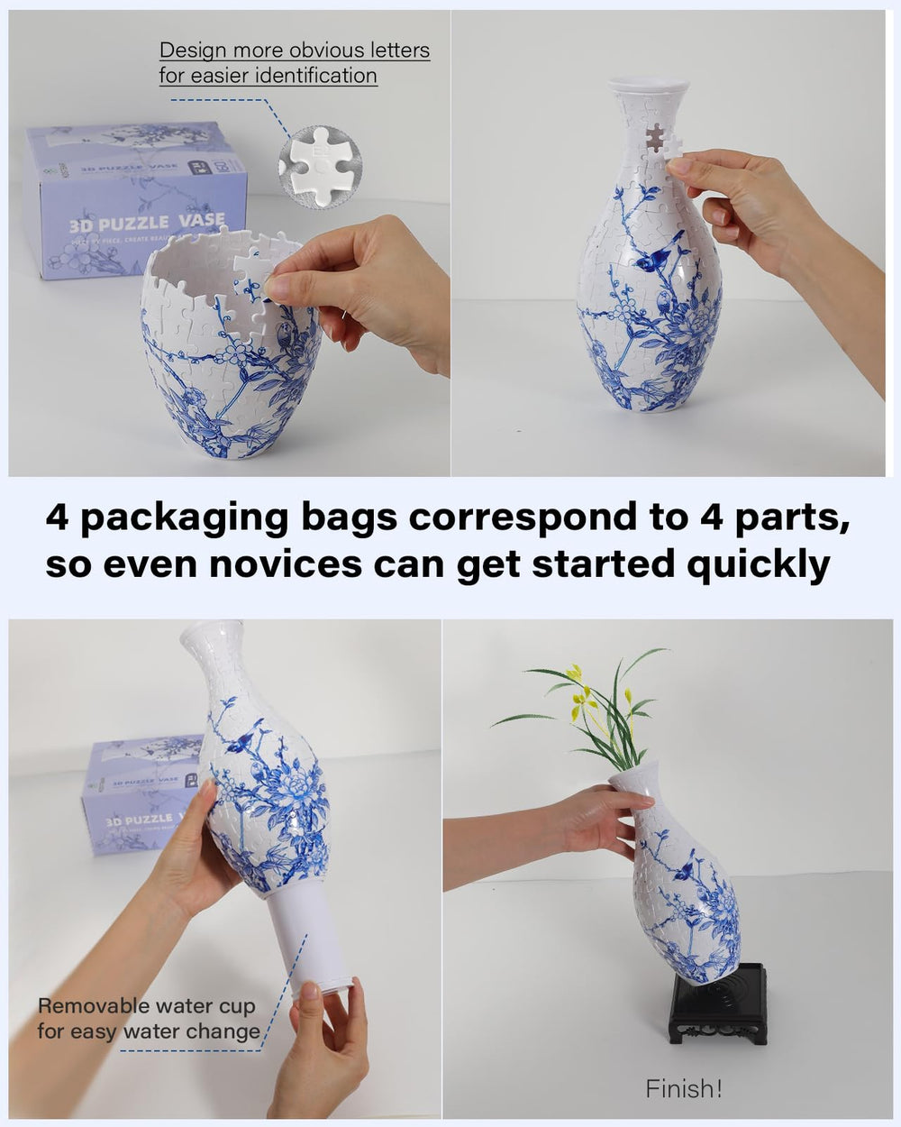 KOSTBAR 3D puzzle vase uses UV printing for durability and water resistance.