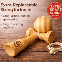 Kotaro Kendama laser-engraved logo on handle for a premium look