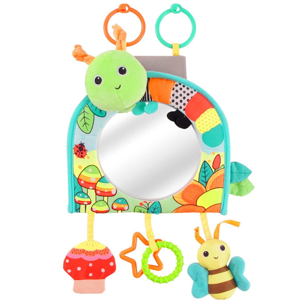 Koty infant car seat toy kick and play with mirror engages baby during car rides.