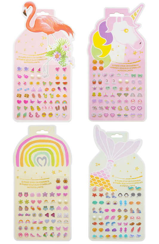 Koutey stick-on unicorn earrings, a playful 3D design for quick dress-up without piercing